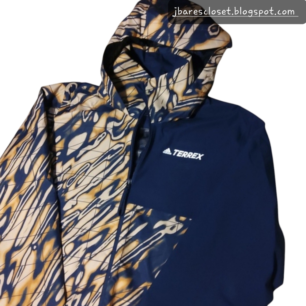 Adidas Men's TERREX Graphic Rain Jacket Size Small Gold/Yellow/Navy